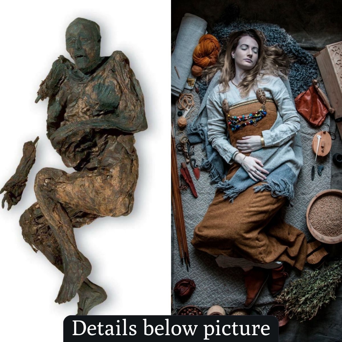 The woman from Huldremose, around 2nd BC discovered on a peat turf near